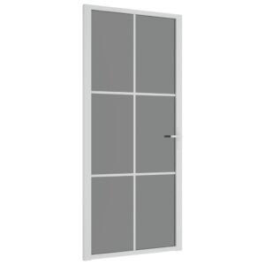 vidaXL Innerdörr 93x201,5 cm vit ESG-glas och aluminium - Bild 2