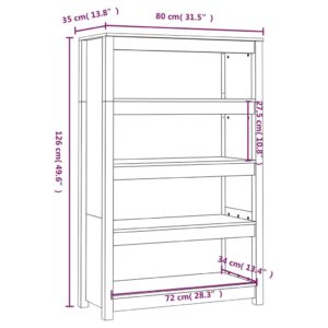 vidaXL Bokhylla svart 80x35x126 cm massiv furu - Bild 8