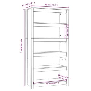 vidaXL Bokhylla vit 80x35x154 cm massiv furu - Bild 8