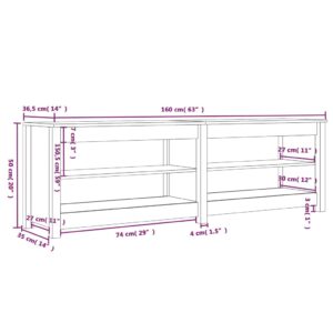 vidaXL Skobänk vit 160x36,5x50 cm massiv furu - Bild 8