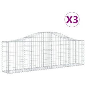 vidaXL Gabion bågformad 3 st 200x30x60/80 cm galvaniserat järn - Bild 2