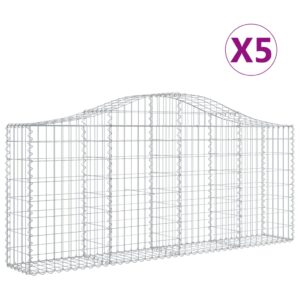 vidaXL Gabioner bågformade 5 st 200x30x80/100 cm galvaniserat järn - Bild 2