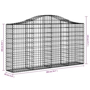 vidaXL Gabioner bågformade 5 st 200x30x100/120 cm galvaniserat järn - Bild 6