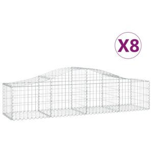 vidaXL Gabioner bågformade 8 st 200x50x40/60 cm galvaniserat järn - Bild 2