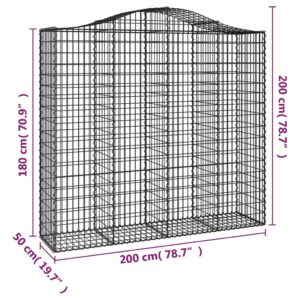 vidaXL Gabioner bågformade 6 st 200x50x180/200 cm galvaniserat järn - Bild 6