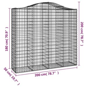 vidaXL Gabioner bågformade 13 st 200x50x180/200 cm galvaniserat järn - Bild 6