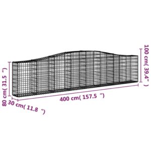 vidaXL Gabioner bågformade 8 st 400x30x80/100 cm galvaniserat järn - Bild 6