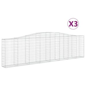 vidaXL Gabioner bågformade 3 st 400x30x100/120 cm galvaniserat järn - Bild 2