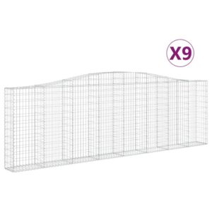 vidaXL Gabioner bågformade 9 st 400x30x120/140 cm galvaniserat järn - Bild 2