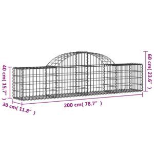 vidaXL Gabion bågformad 2 st 200x30x40/60 cm galvaniserat järn - Bild 6