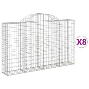 vidaXL Gabioner bågformade 8 st 200x30x120/140 cm galvaniserat järn - Bild 2