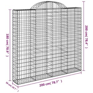 vidaXL Gabioner bågformade 18 st 200x50x180/200 cm galvaniserat järn - Bild 6