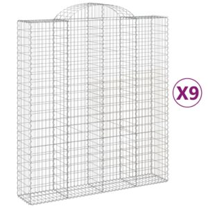 vidaXL Gabioner bågformade 9 st 200x50x220/240 cm galvaniserat järn - Bild 2