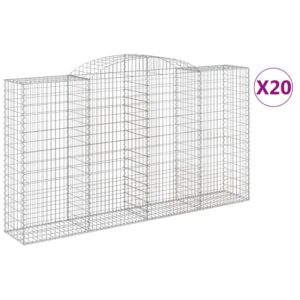 vidaXL Gabion bågformad 20 st 300x50x160/180 cm galvaniserat järn - Bild 2