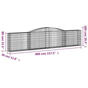 vidaXL Gabioner bågformade 25 st 400x30x80/100 cm galvaniserat järn - Bild 6