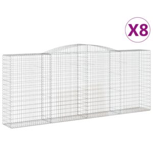 vidaXL Gabion bågformad 8 st 400x50x160/180 cm galvaniserat järn - Bild 2