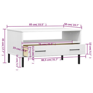 vidaXL Soffbord med metallben OSLO vit 85x50x45 cm massivt trä - Bild 8