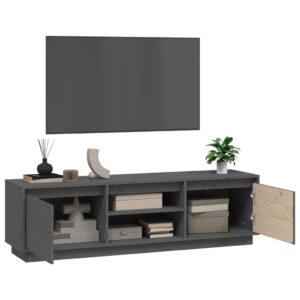 vidaXL Tv-bänk grå 140x35x40 cm massiv furu - Bild 5