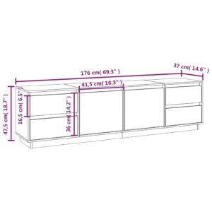 vidaXL Tv-bänk grå 176x37x47,5 cm massiv furu - Bild 10