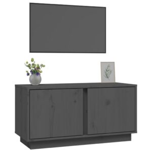 vidaXL Tv-bänk grå 80x35x40,5 cm massiv furu - Bild 4