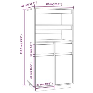 vidaXL Vitrinskåp svart 60x40x116,5 cm massiv furu - Bild 9