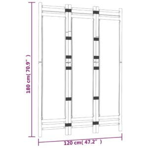 vidaXL Rumsavdelare 3 paneler hopfällbar 120 cm bambu och kanvas - Bild 9