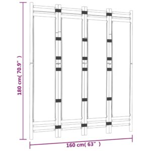 vidaXL Rumsavdelare 4 paneler hopfällbar 160 cm bambu och kanvas - Bild 9