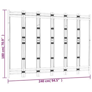 vidaXL Rumsavdelare 6 paneler hopfällbar 240 cm bambu och kanvas - Bild 9