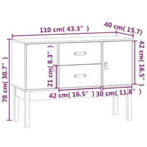 vidaXL Byrå grå 110x40x78 cm massiv furu - Bild 9