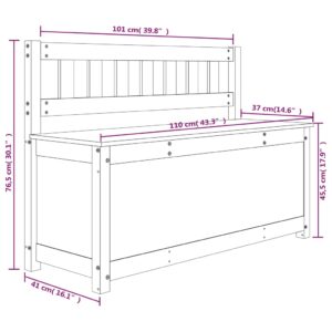 vidaXL Bänk svart 110x41x76,5 cm massiv furu - Bild 9