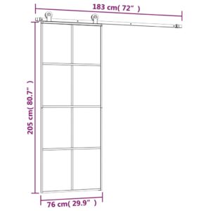 vidaXL Skjutdörr med beslagset ESG glas och aluminium 76x205 cm - Bild 8