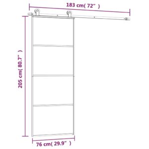 vidaXL Skjutdörr med beslagset ESG glas och aluminium 76x205 cm - Bild 8