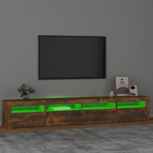 vidaXL Tv-bänk med LED-belysning rökfärgad ek 240x35x40 cm - Bild 4