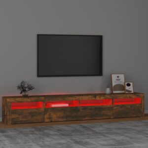 vidaXL Tv-bänk med LED-belysning rökfärgad ek 240x35x40 cm - Bild 5