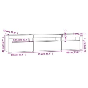 vidaXL Tv-bänk med LED-belysning vit 195x35x40 cm - Bild 12