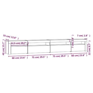 vidaXL Tv-bänk med LED-belysning vit 270x35x40 cm - Bild 12