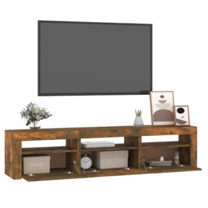 vidaXL Tv-bänk med LED-belysning rökfärgad ek 180x35x40 cm - Bild 6