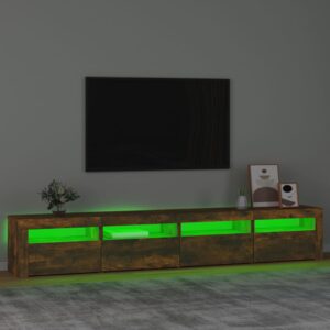 vidaXL Tv-bänk med LED-belysning rökfärgad ek 240x35x40 cm - Bild 4