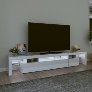 vidaXL Tv-bänk med LED-belysning vit högglans 230x36,5x40 cm - Bild 3