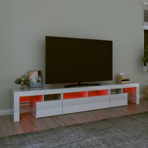 vidaXL Tv-bänk med LED-belysning vit högglans 230x36,5x40 cm - Bild 5