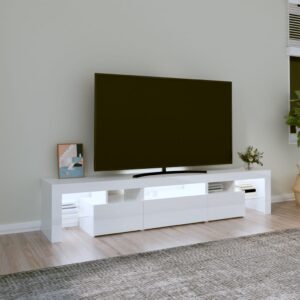 vidaXL Tv-bänk med LED-belysning Vit högglans 200x36,5x40 cm - Bild 3