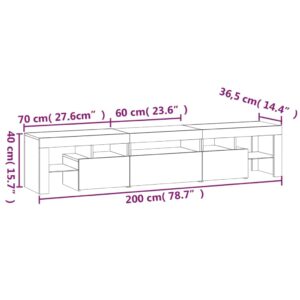 vidaXL Tv-bänk med LED-belysning Vit högglans 200x36,5x40 cm - Bild 12