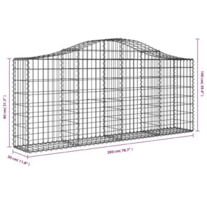 vidaXL Gabion bågformad 200x30x80/100 cm galvaniserat järn - Bild 5