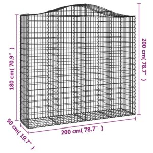 vidaXL Gabion bågformad 200x50x180/200 cm galvaniserat järn - Bild 5