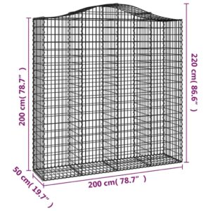 vidaXL Gabion bågformad 200x50x200/220 cm galvaniserat järn - Bild 5