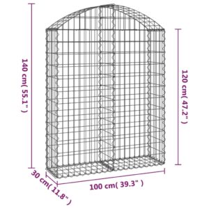 vidaXL Gabion bågformad 100x30x120/140 cm galvaniserat järn - Bild 5