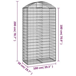 vidaXL Gabion bågformad 100x50x180/200 cm galvaniserat järn - Bild 5