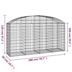 vidaXL Gabion bågformad 200x50x100/120 cm galvaniserat järn - Bild 5