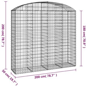 vidaXL Gabion bågformad 200x50x180/200 cm galvaniserat järn - Bild 5