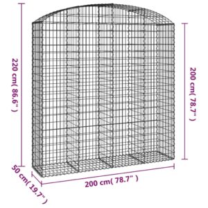 vidaXL Gabion bågformad 200x50x200/220 cm galvaniserat järn - Bild 5